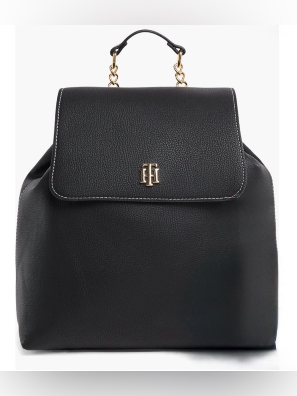 Tommy Hilfiger Black Backpack with Gold Hardware